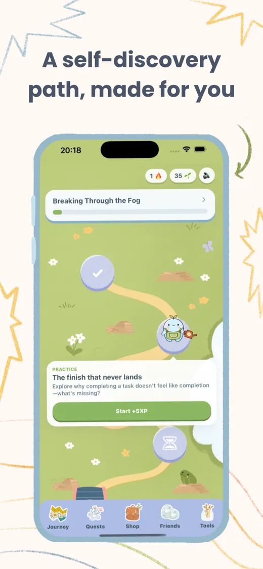 Buba app screenshot: A self-discovery path, made for you