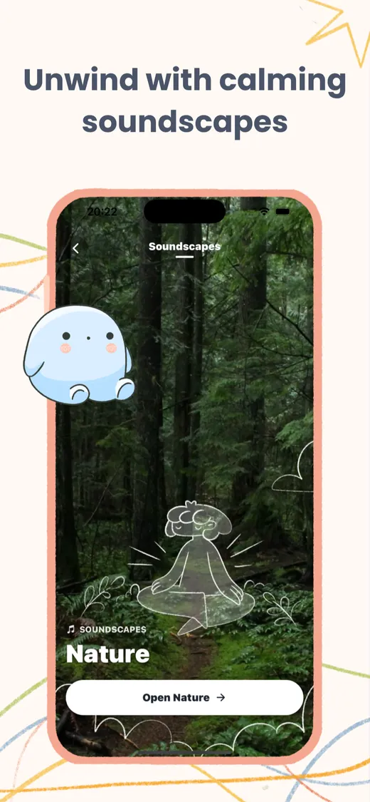 Buba app screenshot: Unwind with calming soundscapes